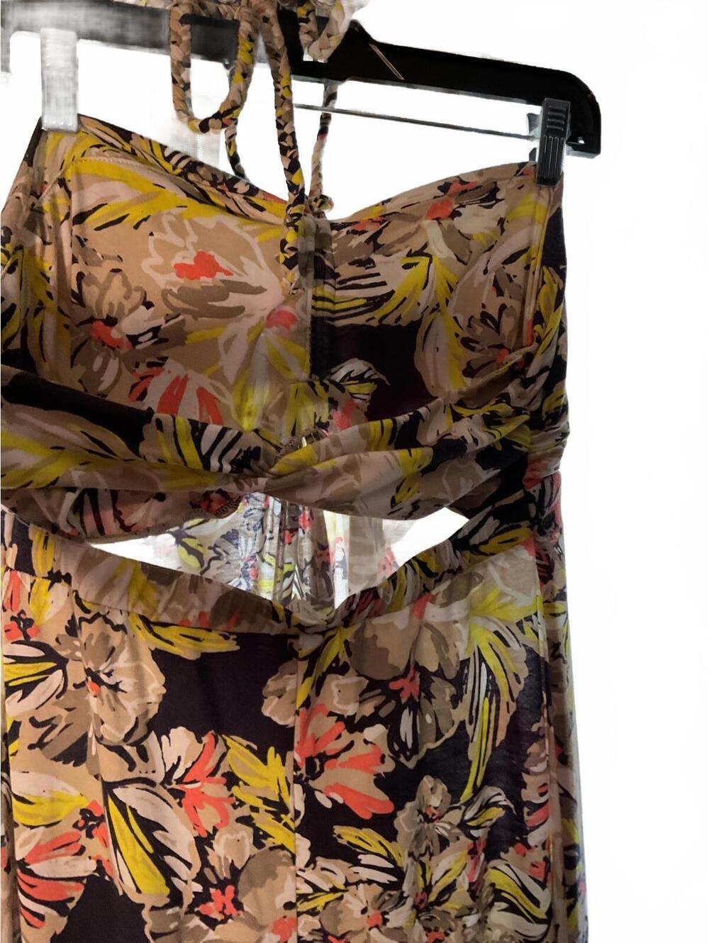 Love Fire Halter Floral Tropical Vacation Summer Maxi Dress Size Large - Picture 9 of 10